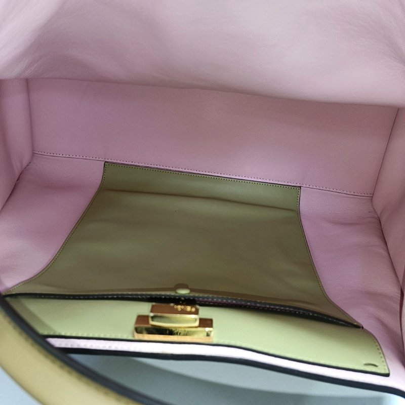 FENDI Peekaboo Essential大號棕色牛皮手提包 金色五金-6