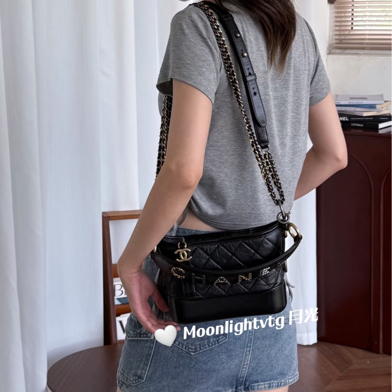 莉亞精品♡Chanel AS0865 皮穿練字母手把 流浪包 二手-2