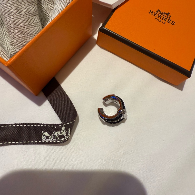 💖Hermes 耳夾 黑銀配色 男女適用💖 全新-5