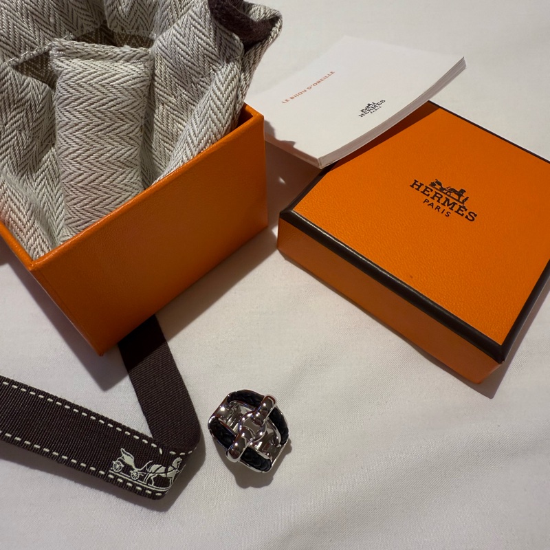 💖Hermes 耳夾 黑銀配色 男女適用💖 全新-8