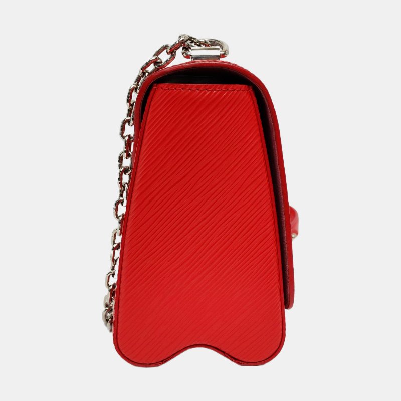 LOUIS VUITTON TWIST 中號紅色皮牛皮水波紋單肩斜挎包 銀色五金 9.8新-3