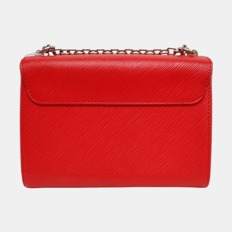 LOUIS VUITTON TWIST 中號紅色皮牛皮水波紋單肩斜挎包 銀色五金 9.8新-4