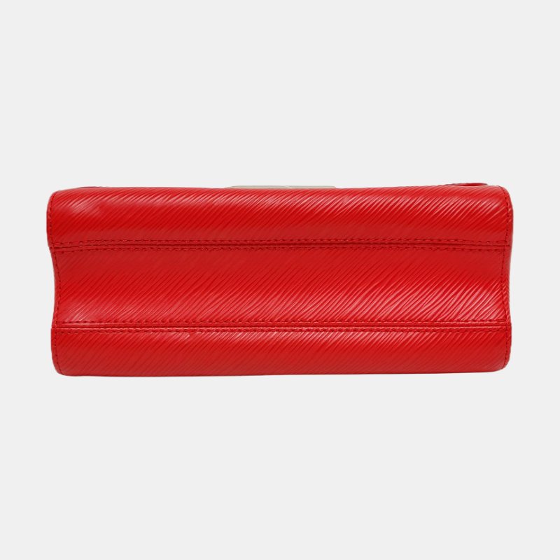 LOUIS VUITTON TWIST 中號紅色皮牛皮水波紋單肩斜挎包 銀色五金 9.8新-5