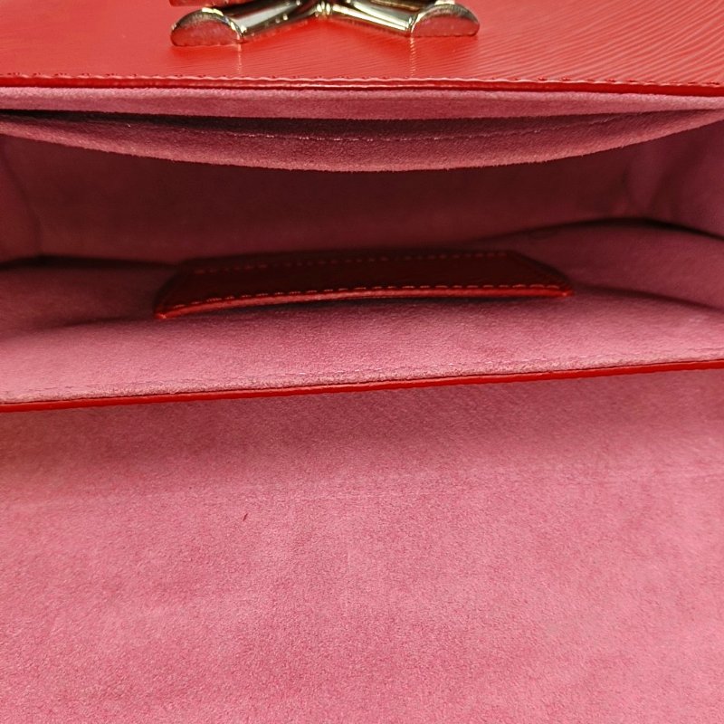 LOUIS VUITTON TWIST 中號紅色皮牛皮水波紋單肩斜挎包 銀色五金 9.8新-6