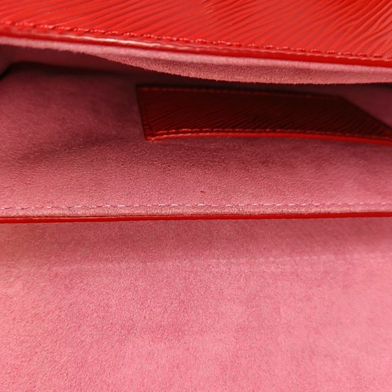 LOUIS VUITTON TWIST 中號紅色皮牛皮水波紋單肩斜挎包 銀色五金 9.8新-9