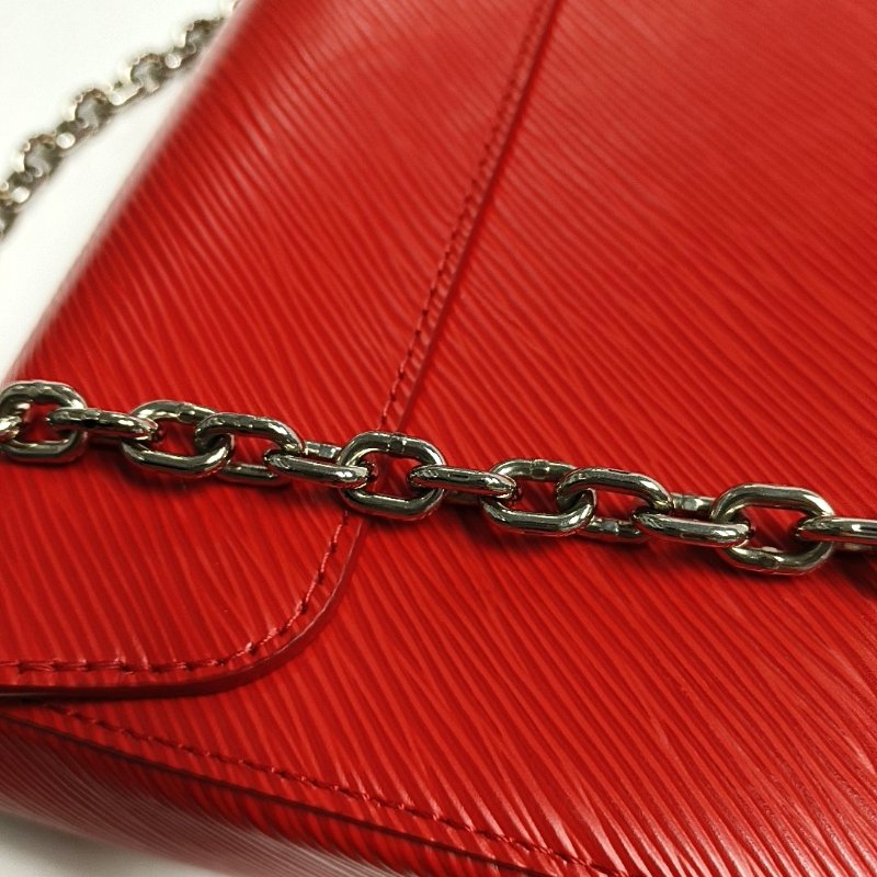 LOUIS VUITTON TWIST 中號紅色皮牛皮水波紋單肩斜挎包 銀色五金 9.8新-10