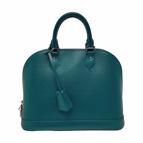 LOUIS VUITTON ALMA小號藍色EPI牛皮水波紋貝殼包手提包 銀色五金