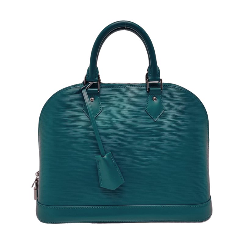 LOUIS VUITTON ALMA小號藍色EPI牛皮水波紋貝殼包手提包 銀色五金-0