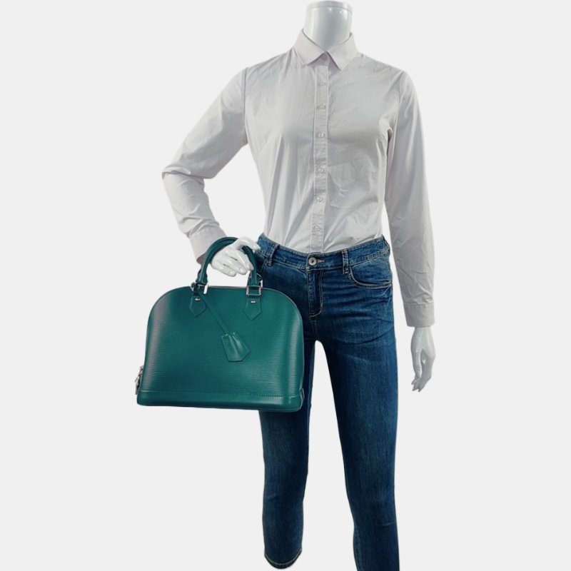 LOUIS VUITTON ALMA小號藍色EPI牛皮水波紋貝殼包手提包 銀色五金-1