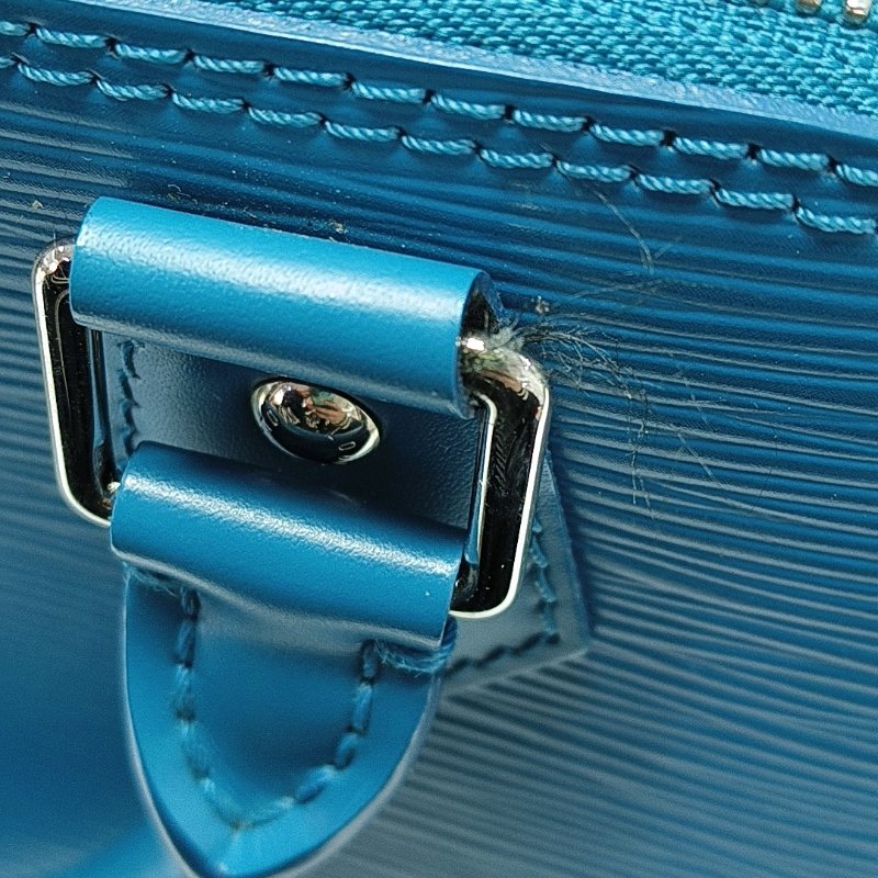 LOUIS VUITTON ALMA小號藍色EPI牛皮水波紋貝殼包手提包 銀色五金-9