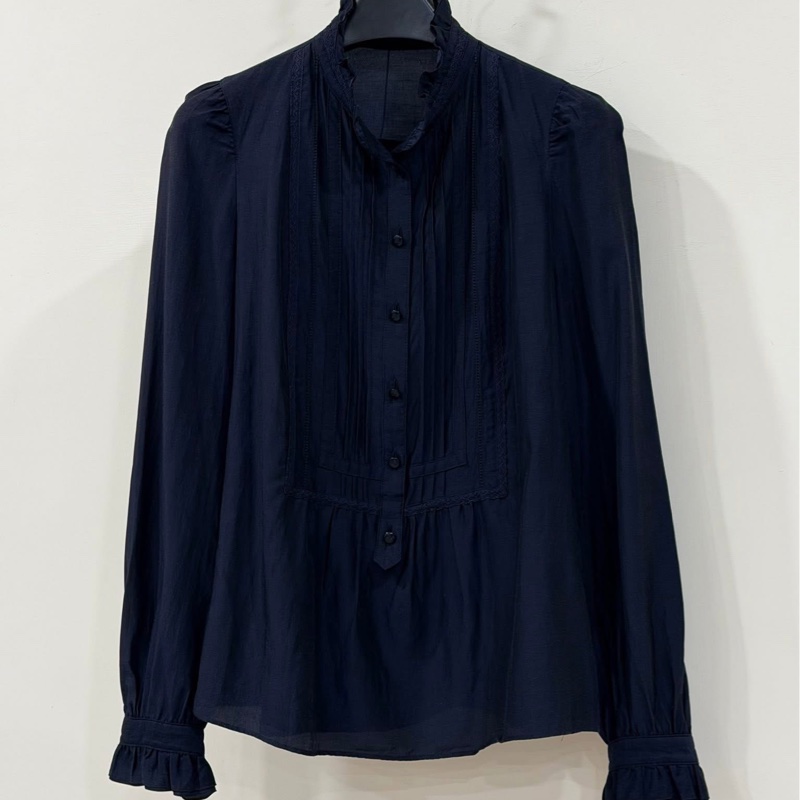 Burberry 藍標 花邊蕾絲戰馬上衣 深藍-0