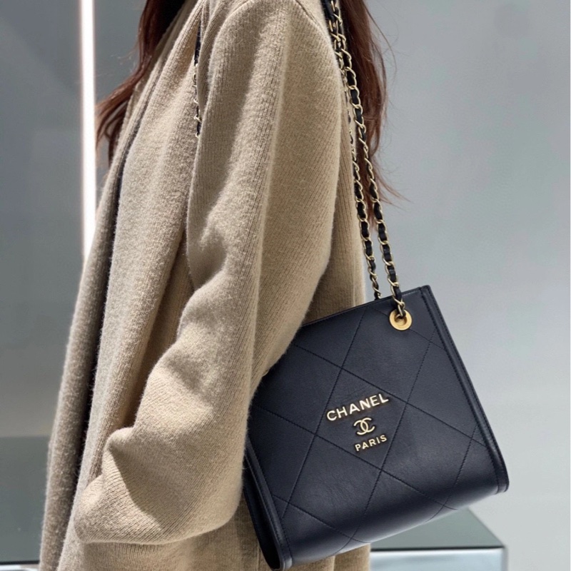 Chanel 黑金Tote 購物袋 小牛皮 包型不塌 上身超美🔥-1