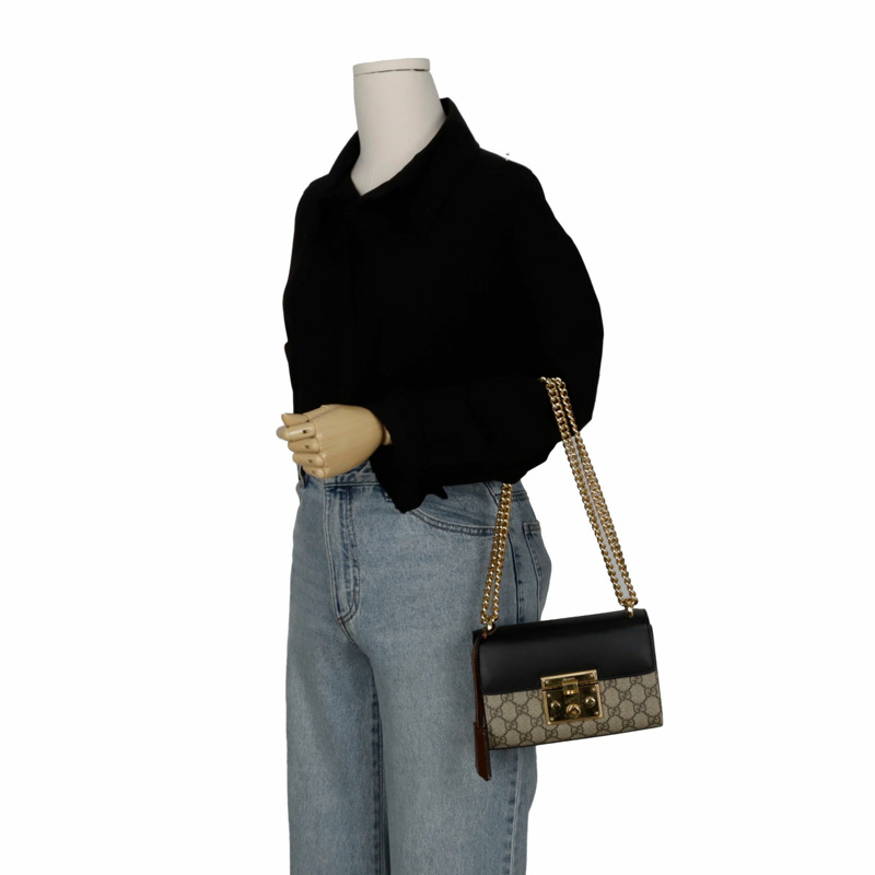 GUCCI 槳形鎖扣小鏈條單肩斜背包 409487-11