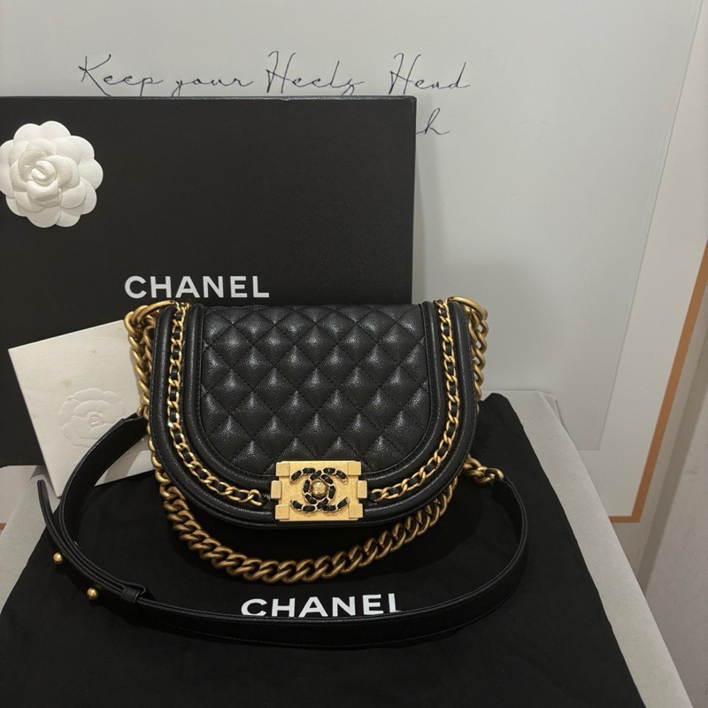 Chanel 黑金leboy馬鞍包 黑金荔枝皮半月包 99新🔥-2