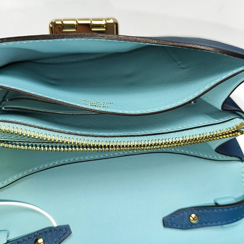 HERMÈS Convoyeur 迷你新牛仔藍Evercolor牛皮單肩包斜挎包 銀色五金 T刻 可拆卸肩帶 9.8新-6