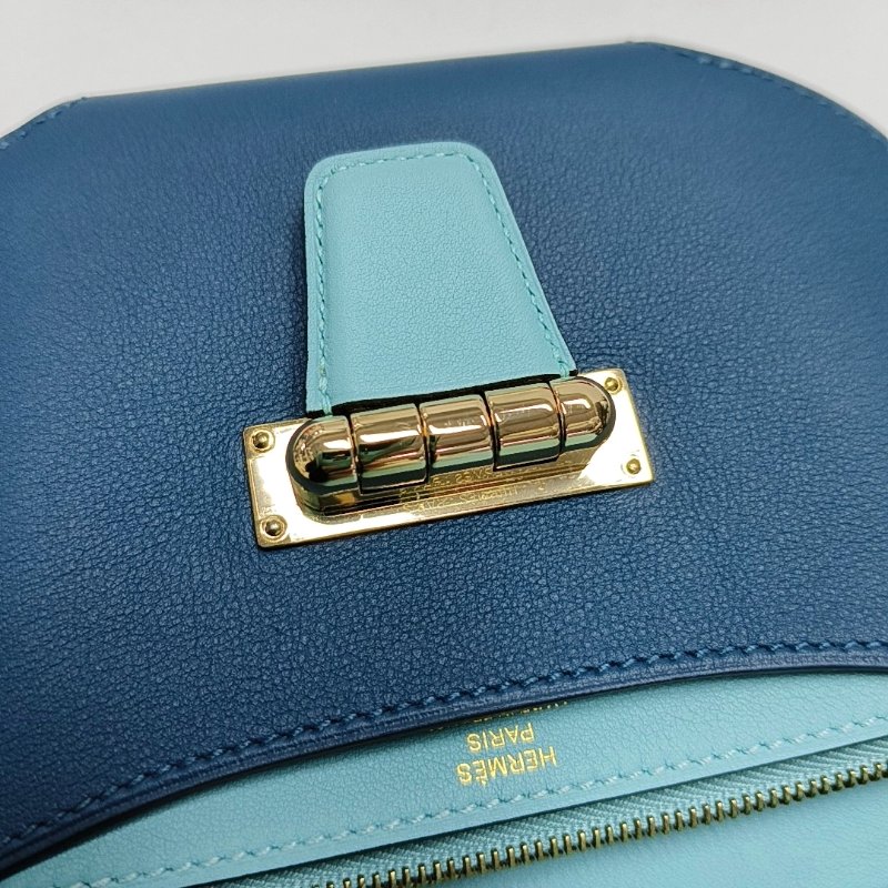 HERMÈS Convoyeur 迷你新牛仔藍Evercolor牛皮單肩包斜挎包 銀色五金 T刻 可拆卸肩帶 9.8新-8