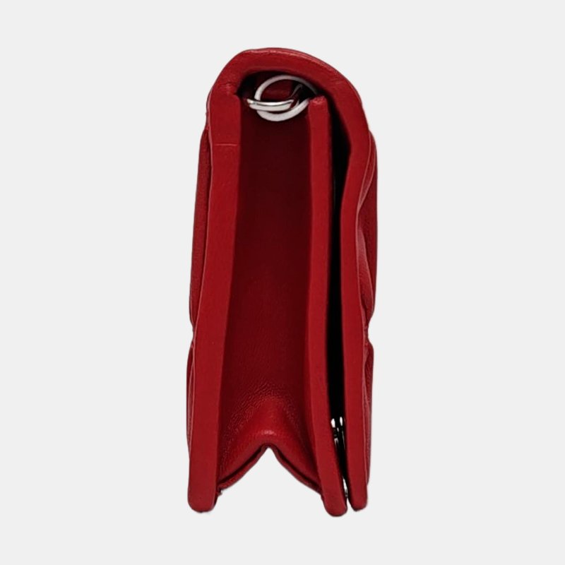 PRADA 紅色羊皮單肩包 銀色五金 可拆卸肩帶 配件齊全 9.8新-3