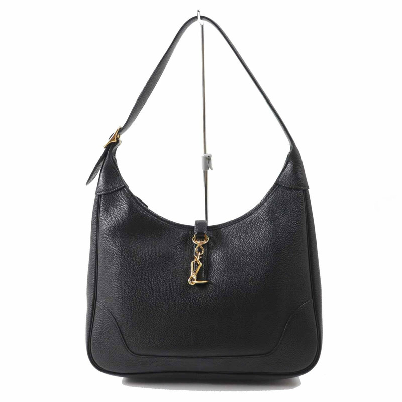 愛馬仕 Trim 31 Togo 黑色肩背包,金色五金配件,G 字印記,法國製造,女士款-0