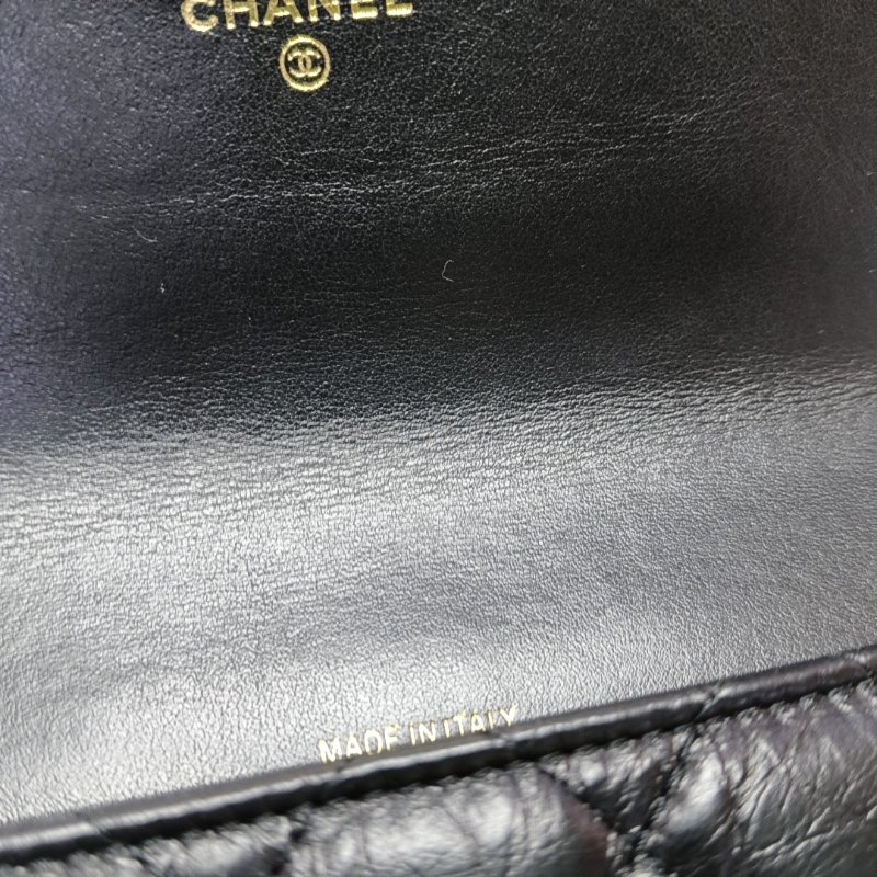 CHANEL 2.55 黑色牛皮萎格紋絎縫單肩包斜挎包 金色五金 晶片款 9.8新-8