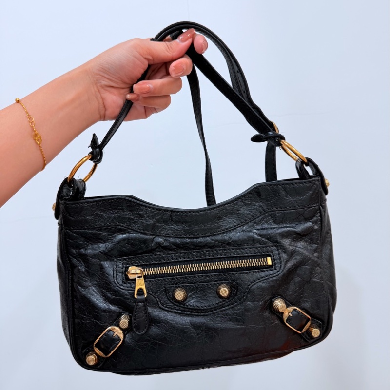 BALENCIAGA 巴黎世家 METALLIC EDGE HIP 金釦 麻將包 腋下包 側背包 肩背包 斜背包-0