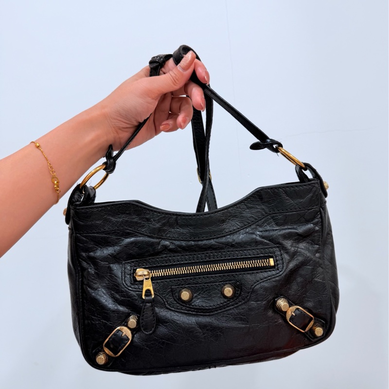 BALENCIAGA 巴黎世家 METALLIC EDGE HIP 金釦 麻將包 腋下包 側背包 肩背包 斜背包-7