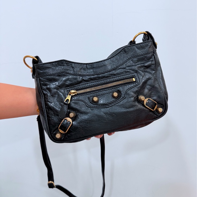 BALENCIAGA 巴黎世家 METALLIC EDGE HIP 金釦 麻將包 腋下包 側背包 肩背包 斜背包-19