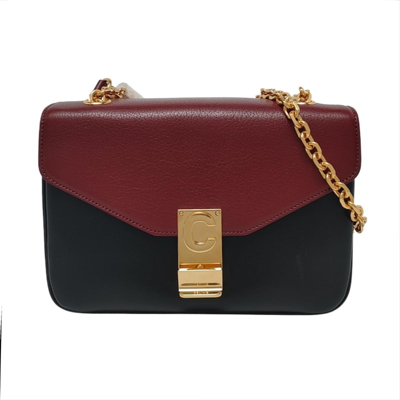 CELINE C 中號黑色牛皮單肩包 金色五金-0