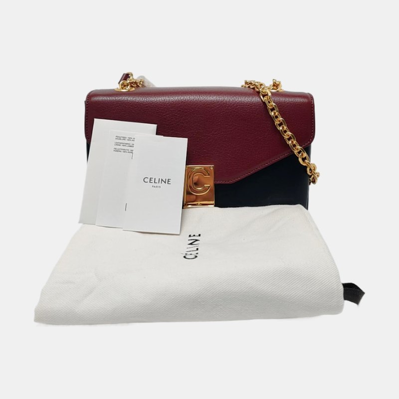 CELINE C 中號黑色牛皮單肩包 金色五金-7