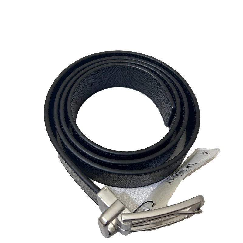 COACH黑字紋銀扣皮帶42腰-3