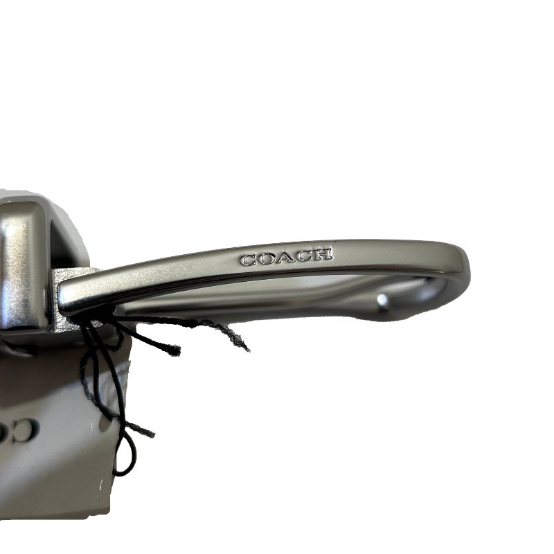 COACH黑字紋銀扣皮帶42腰-7