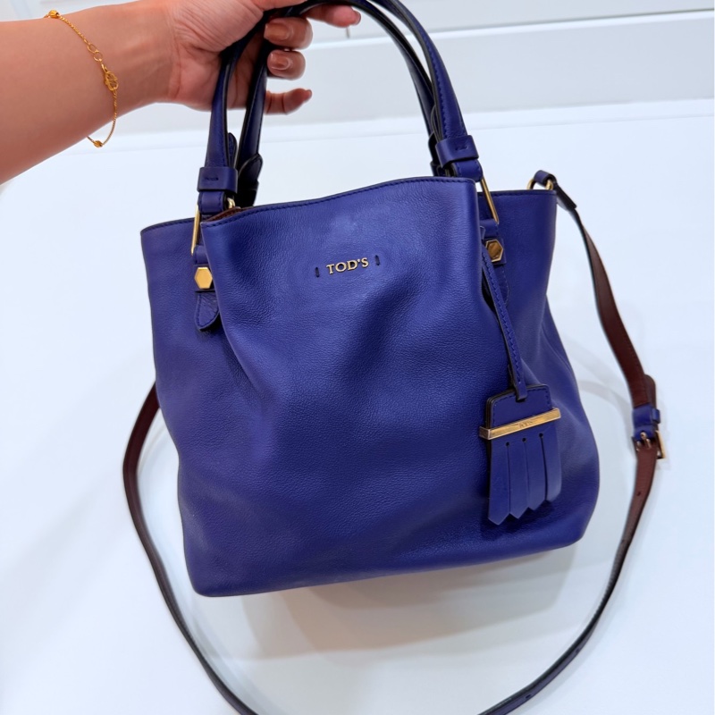 Tod's tods Flower Bag 紫 手提包 肩背包 斜背包 側背包 水桶包-1