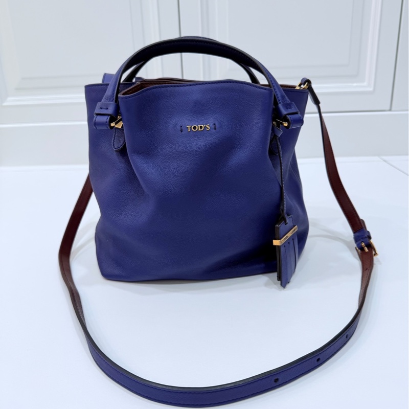 Tod's tods Flower Bag 紫 手提包 肩背包 斜背包 側背包 水桶包-5