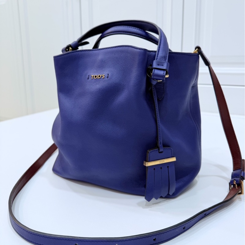 Tod's tods Flower Bag 紫 手提包 肩背包 斜背包 側背包 水桶包-6