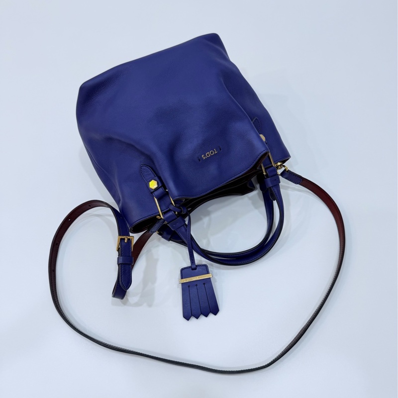 Tod's tods Flower Bag 紫 手提包 肩背包 斜背包 側背包 水桶包-9