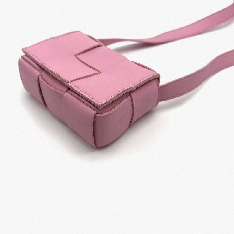 BV 櫻花粉Cassette mini肩背斜背枕頭包12*8*5 99新配件塵袋-2