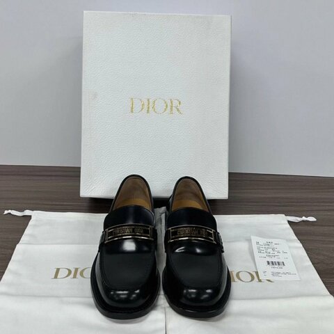DIOR 黑色徽標樂福鞋厚底鞋36碼 全新閒置配件盒子塵袋吊牌