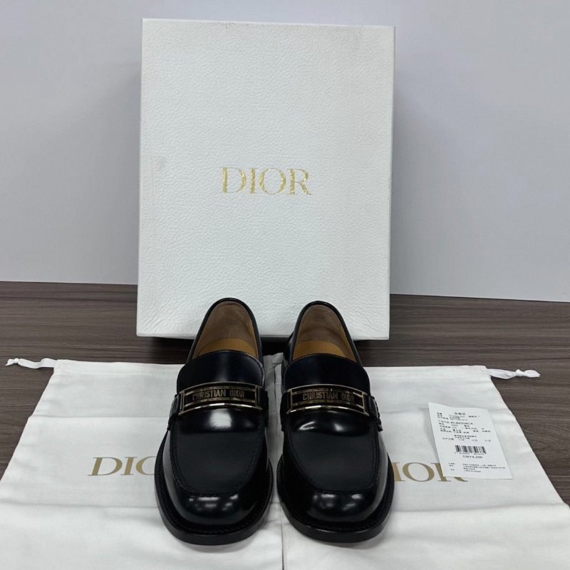 DIOR 黑色徽標樂福鞋厚底鞋36碼 全新閒置配件盒子塵袋吊牌-0