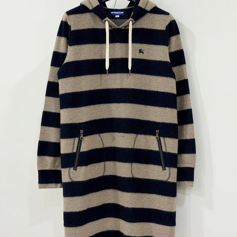 Burberry 藍標 連帽抽繩橫條戰馬毛料洋裝