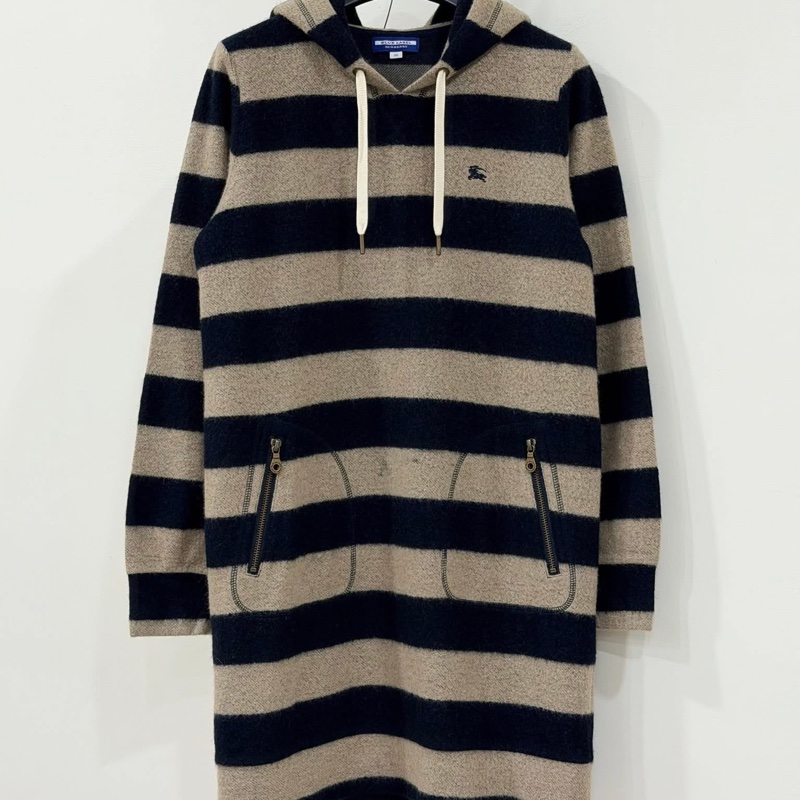 Burberry 藍標 連帽抽繩橫條戰馬毛料洋裝-0