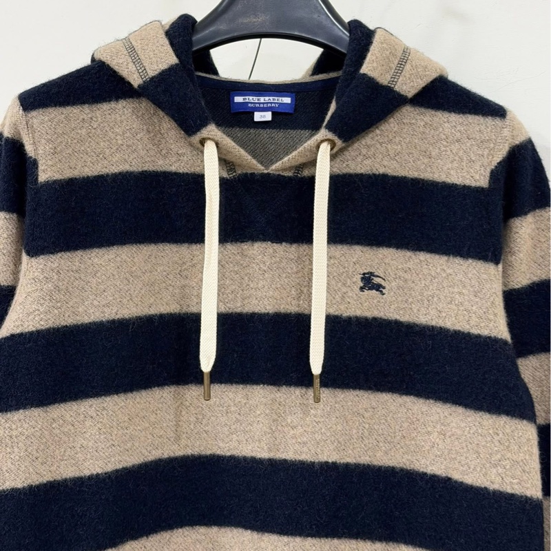 Burberry 藍標 連帽抽繩橫條戰馬毛料洋裝-3