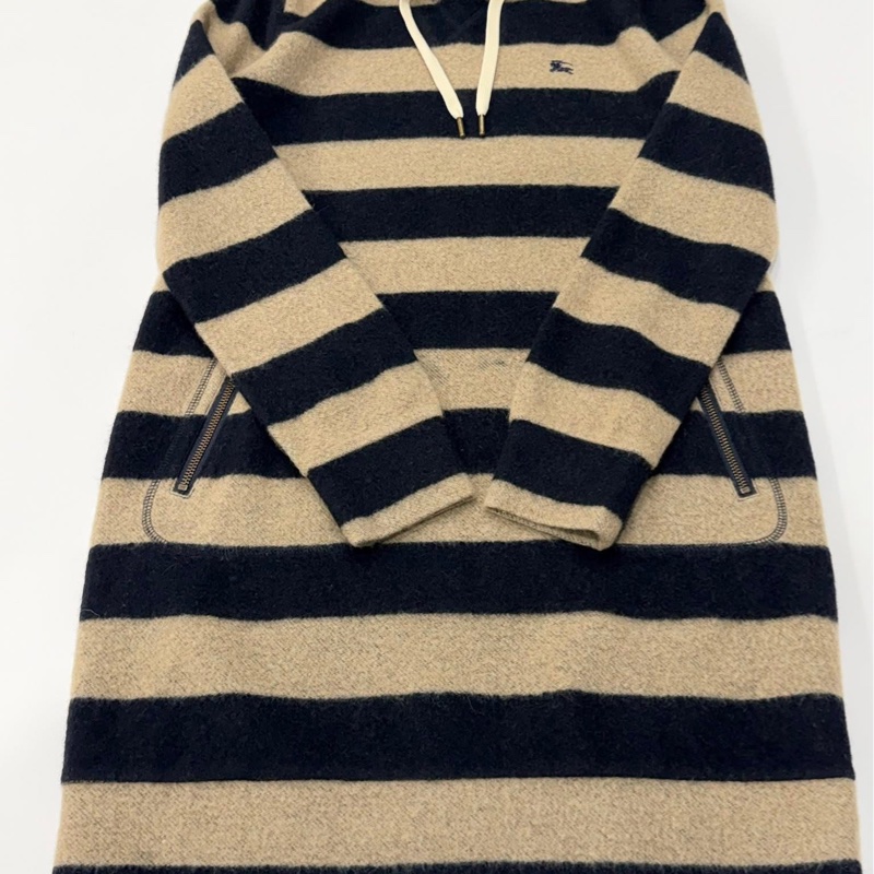 Burberry 藍標 連帽抽繩橫條戰馬毛料洋裝-6