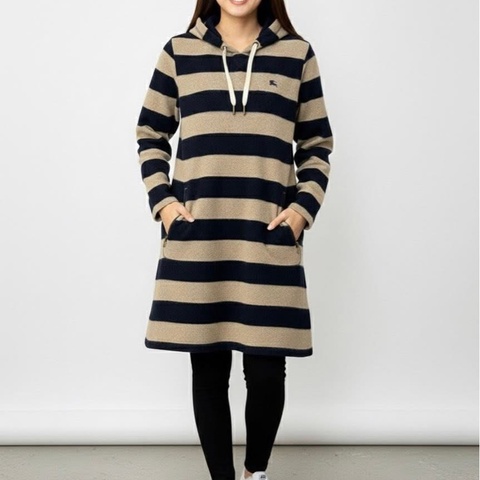 Burberry 藍標 連帽抽繩橫條戰馬毛料洋裝