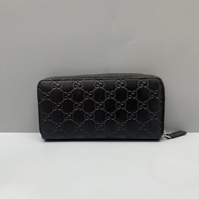 GUCCI 黑色壓花長款拉鍊錢包 长夹-1