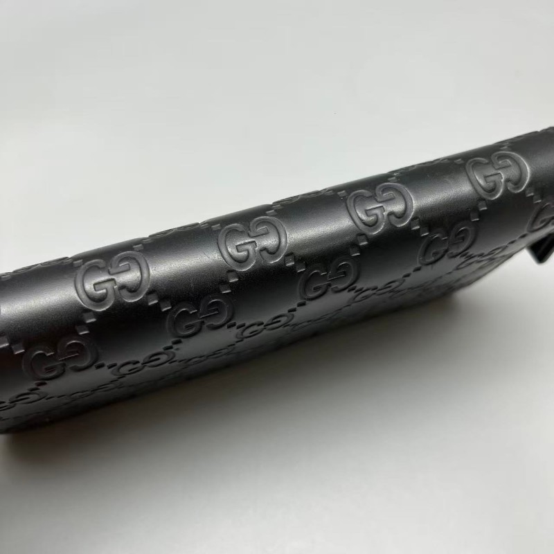 GUCCI 黑色壓花長款拉鍊錢包 长夹-6