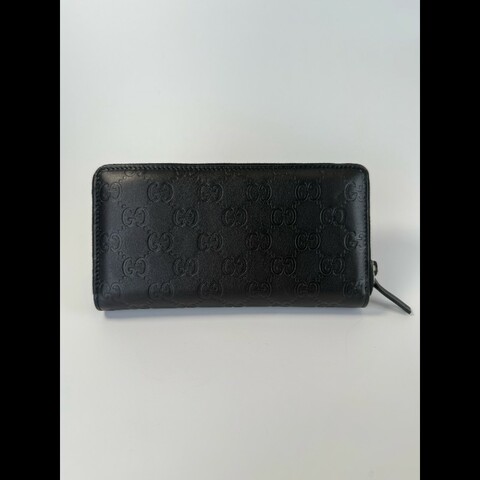 GUCCI 拉鍊長夾 黑色牛皮錢包