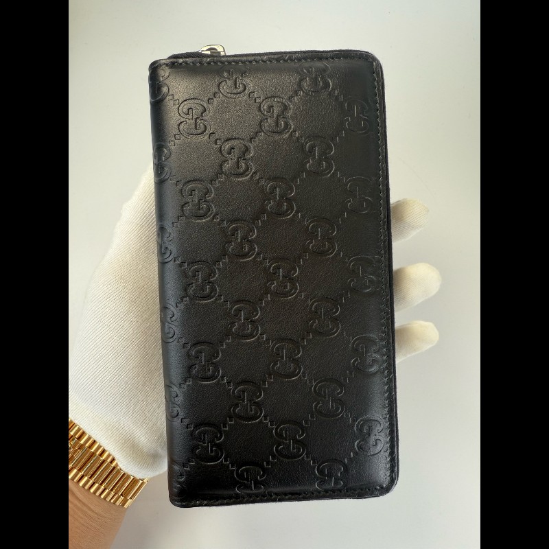 GUCCI 拉鍊長夾 黑色牛皮錢包-2