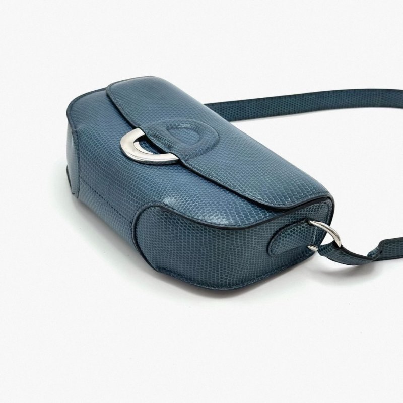 HERMES cherche midi mini鴨子藍銀扣1P豬鼻包18*12*5 98新配件塵袋-1