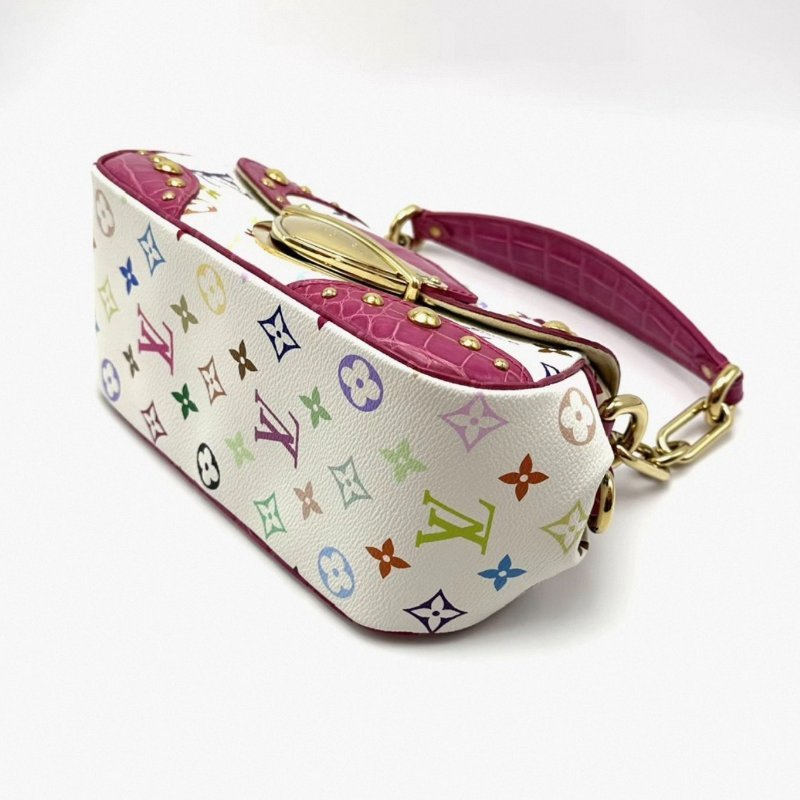 LV 白三彩元寶玫紅色腋下包 24*14*11 99新配件盒子塵袋購證-1