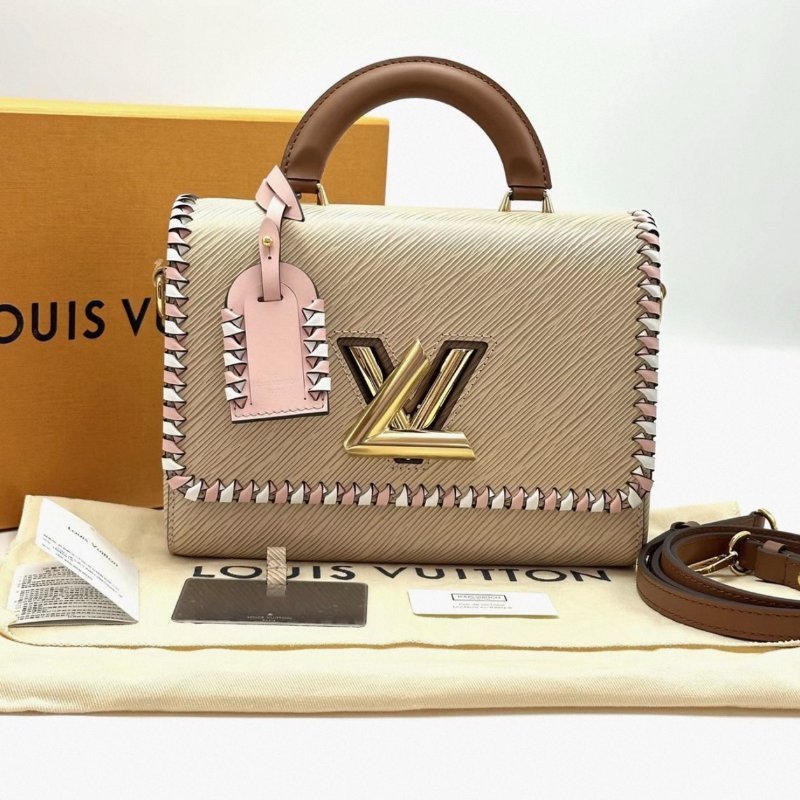 LV 奶茶色水波紋twist中號手提肩背斜背包 芯片款 23*17*9.5 全新閒置配件盒子塵袋-0