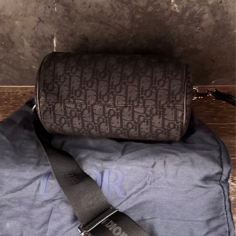 Dior 迪奧Oblique Roller so black黑老花斜背/肩背圓筒包配件齊全-4